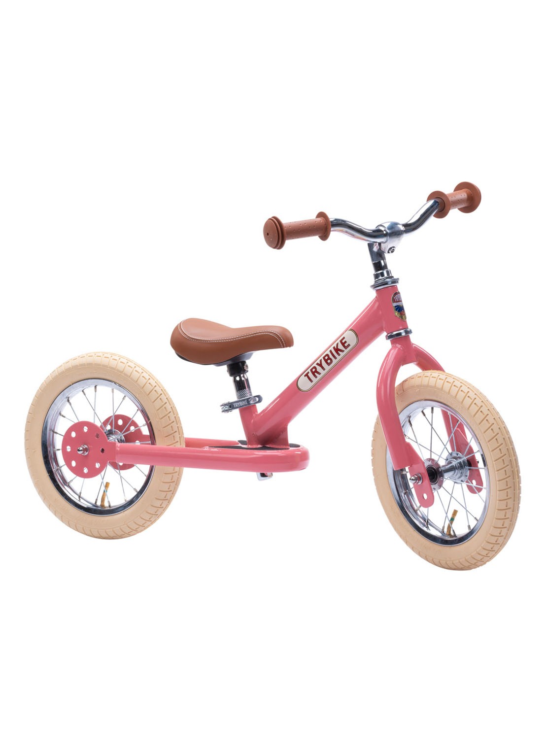 Trybike 2-in-1 loopfiets van staal - voorkant 2 roze