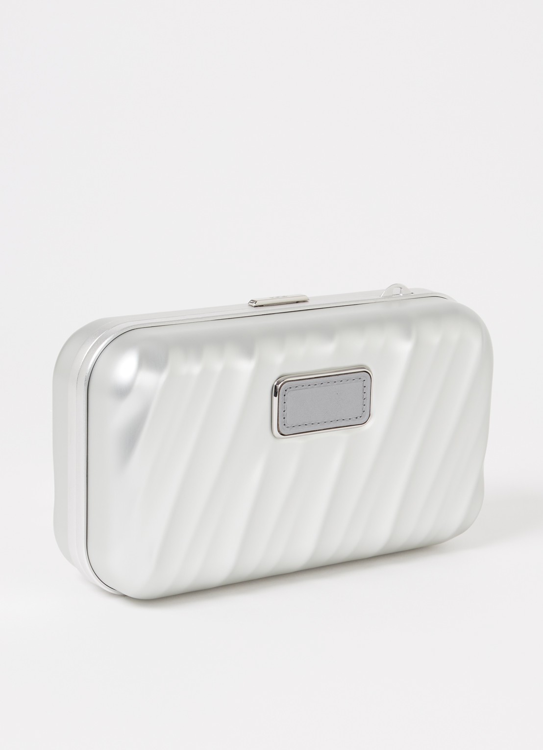 TUMI 19 Degree Aluminium clutch met afneembare schouderriem - achterkant 2 zilver