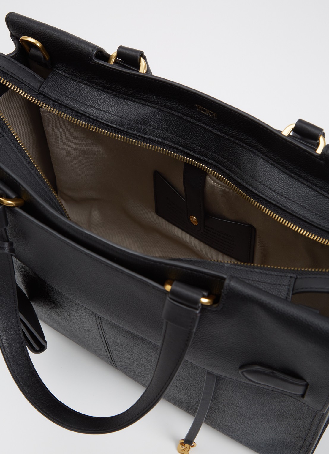 TUMI Agent Medium businesstas van leer met 13 inch laptopvak - unisex - detail 3 zwart