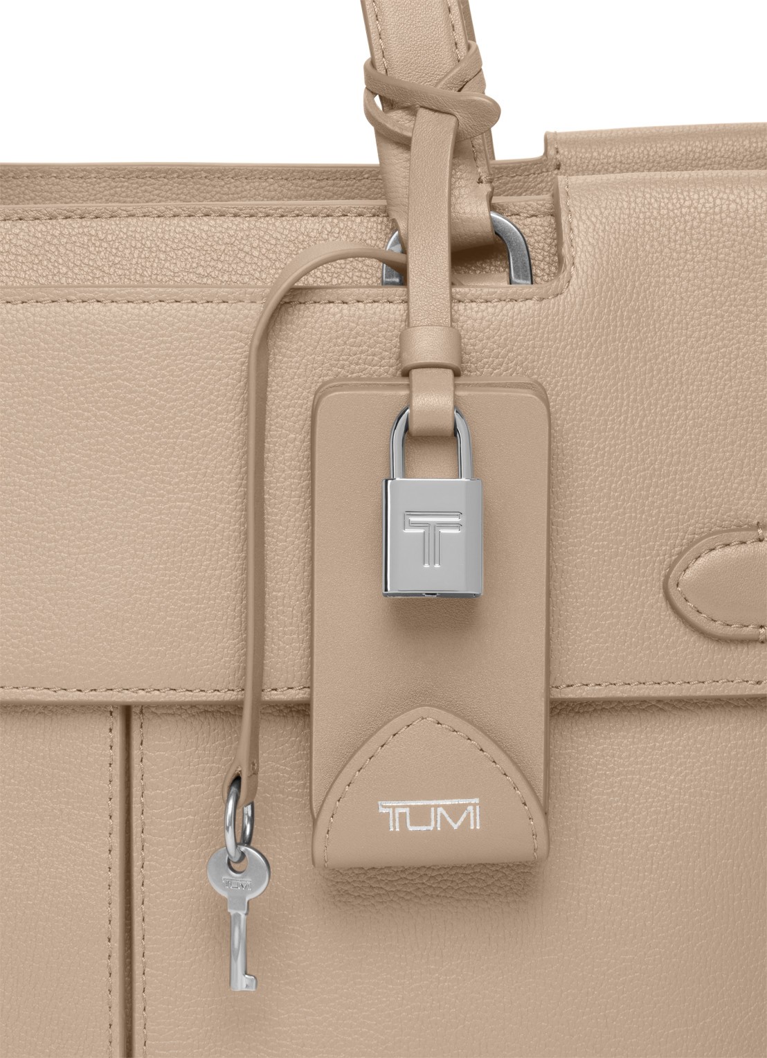 TUMI Agent Medium businesstas van leer met 13 inch laptopvak - unisex - detail 3 beige