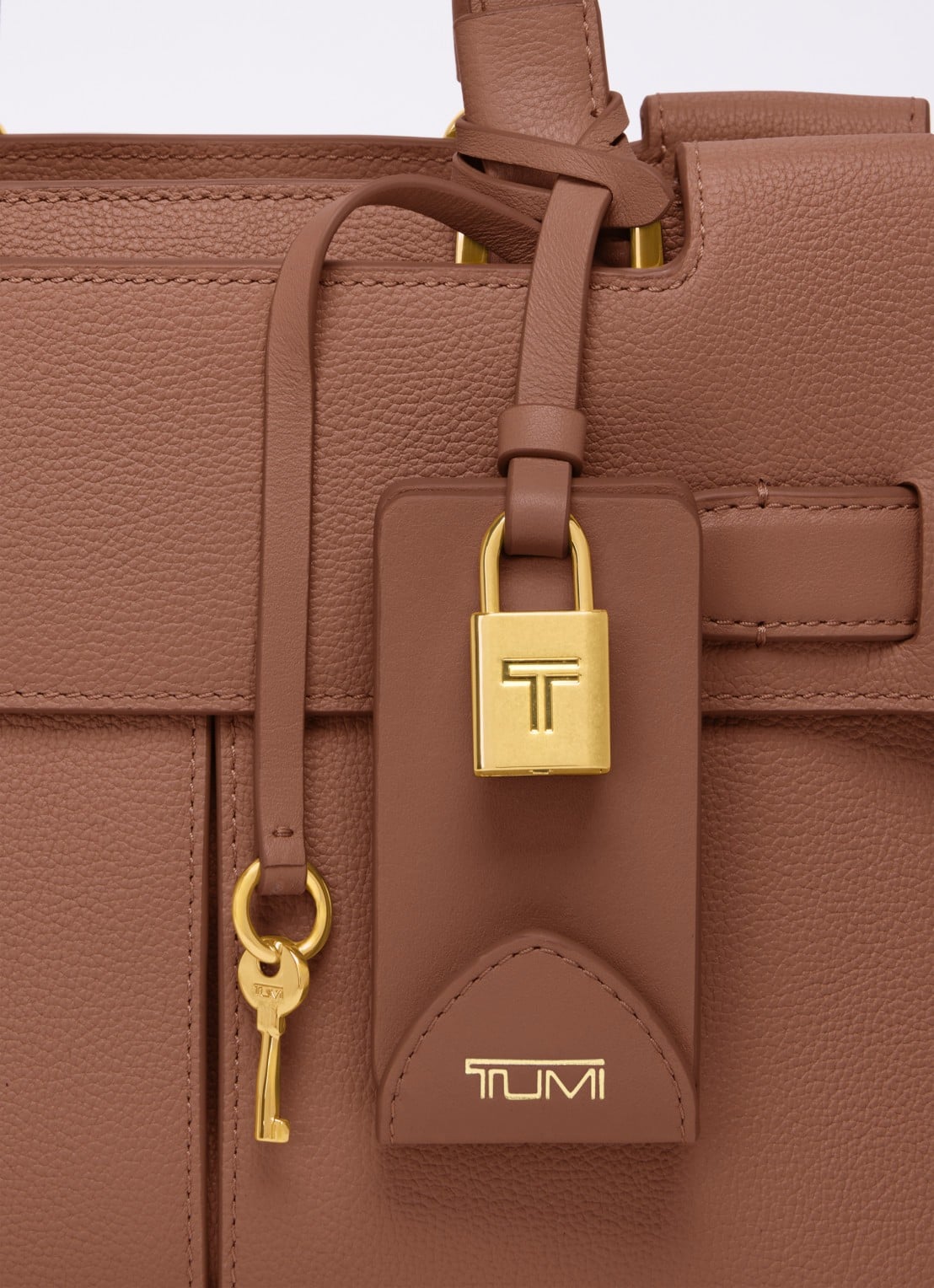 TUMI Agent Small handtas van leer - detail 3 steenrood