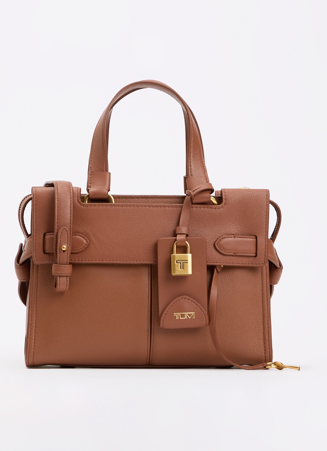 TUMI Agent Small handtas van leer - voorkant steenrood
