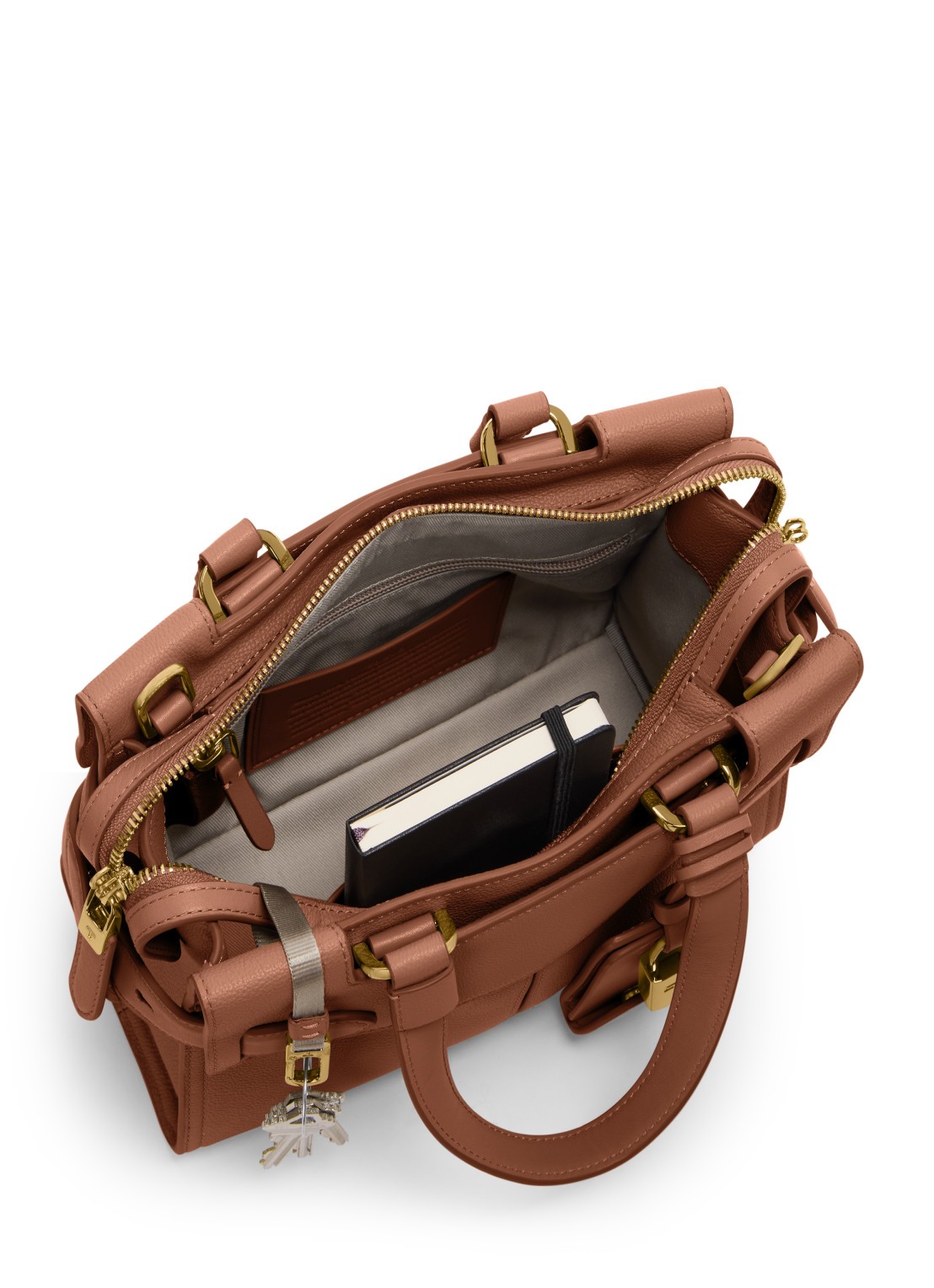 TUMI Agent Small handtas van leer - voorkant 2 steenrood