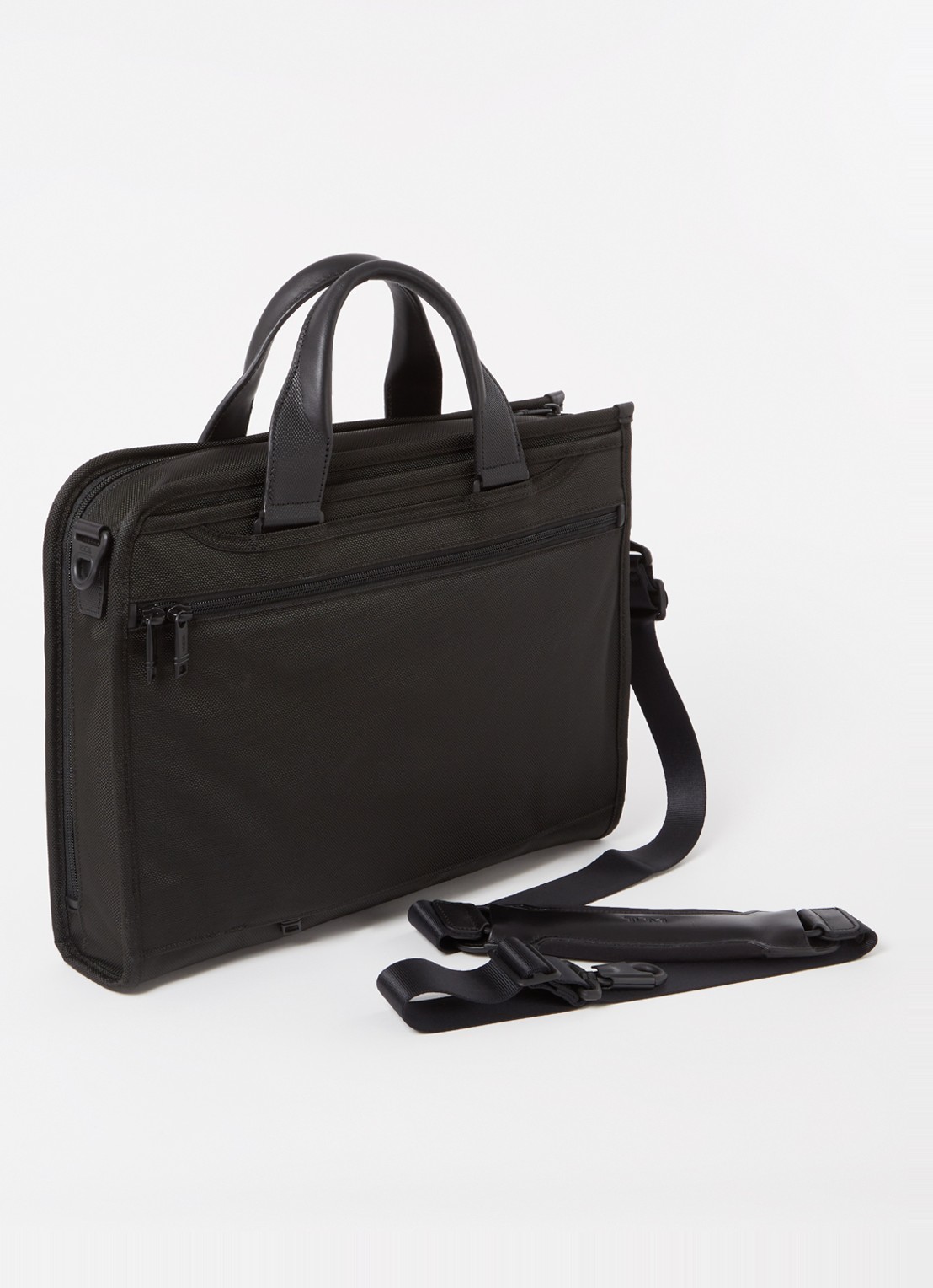 TUMI Alpha 3 businesstas met leren details - achterkant 3 zwart