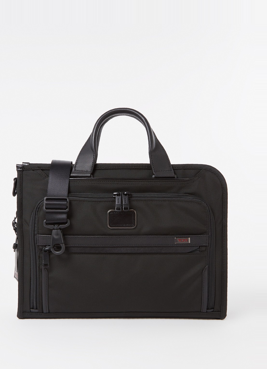 TUMI Alpha 3 businesstas met leren details - voorkant zwart