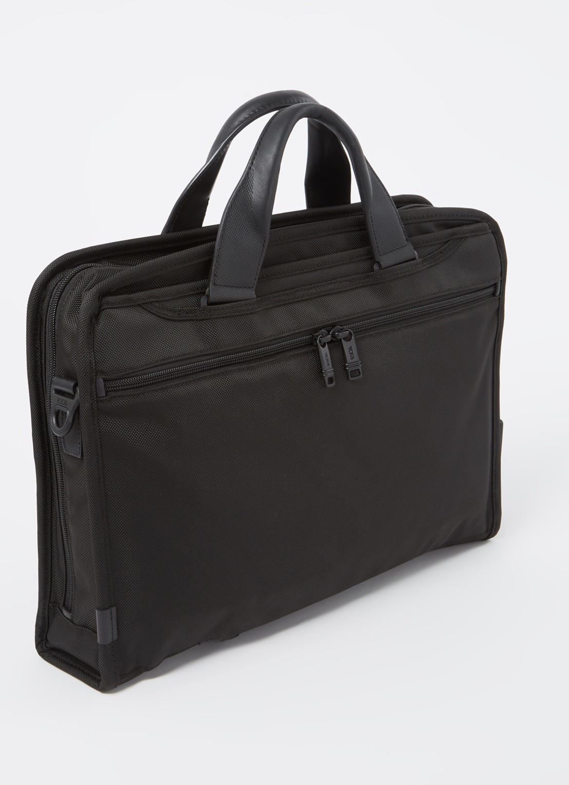TUMI Alpha 3 Organizer Portfolio businesstas met leren details - achterkant zwart