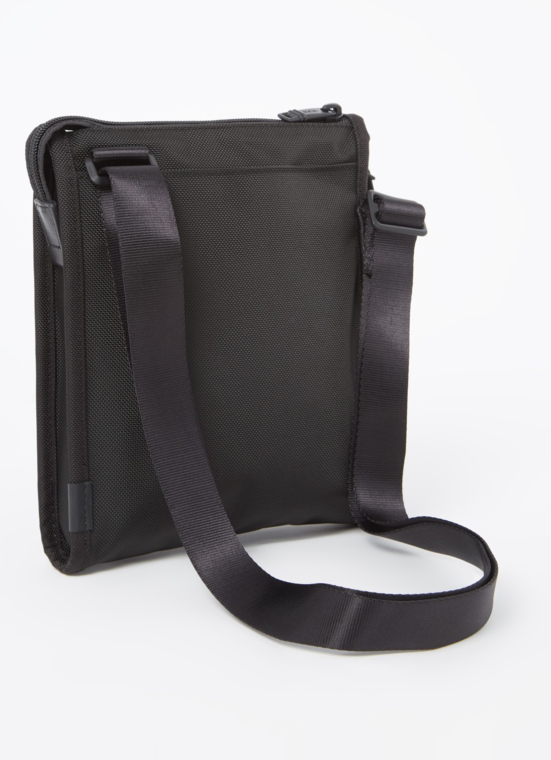 TUMI Alpha 3 Pocket crossbodytas met leren details - achterkant zwart