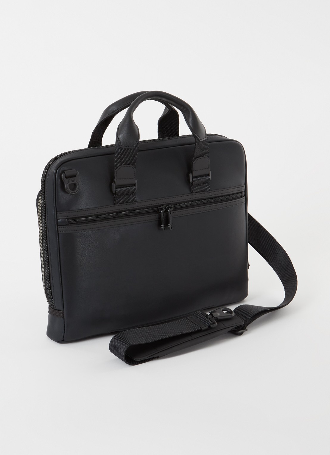 TUMI Alpha Bravo Academy Brief businesstas van leer met 15 inch laptopvak - achterkant zwart