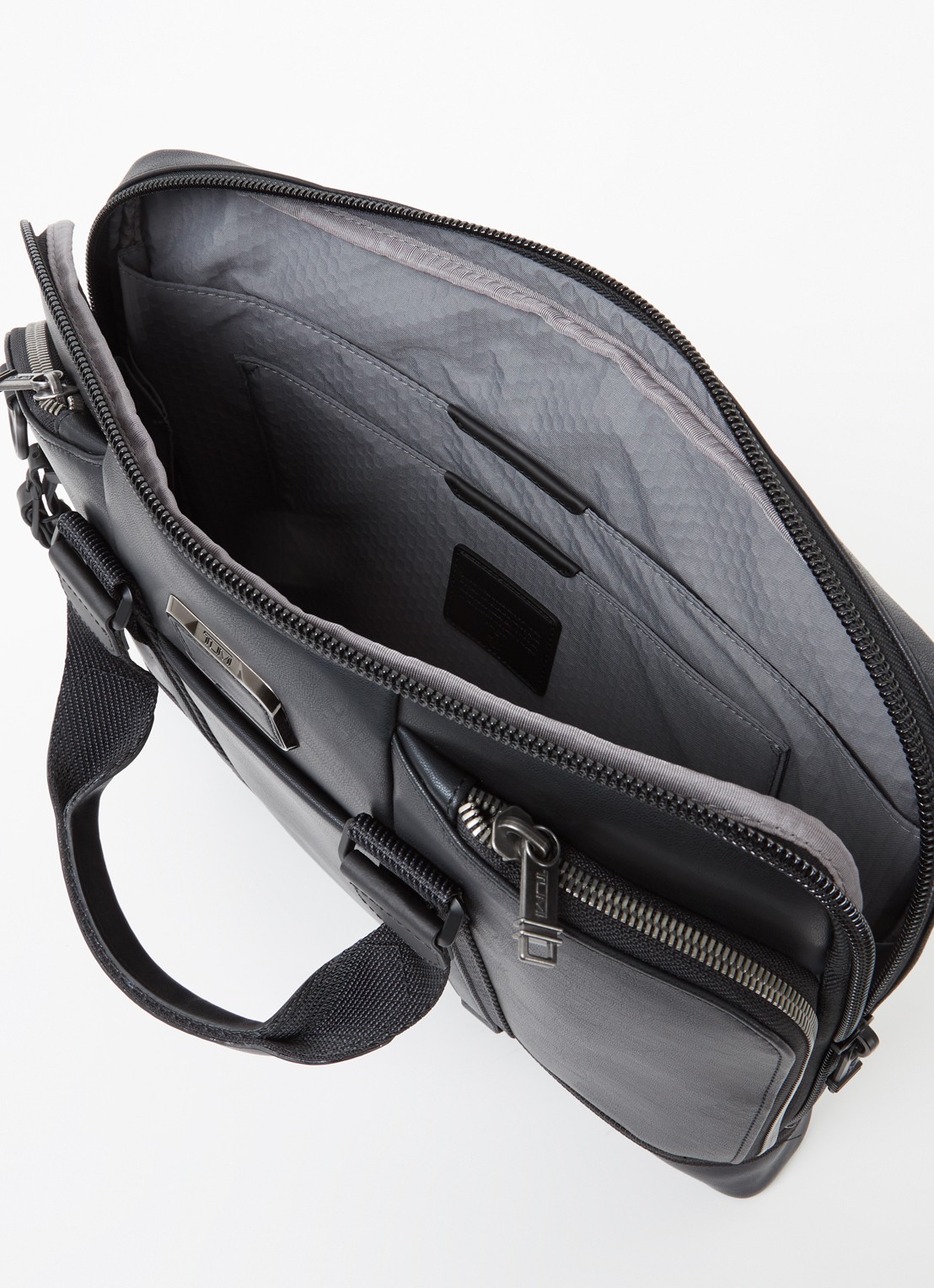 TUMI Alpha Bravo Academy Brief businesstas van leer met 15 inch laptopvak - detail 2 zwart