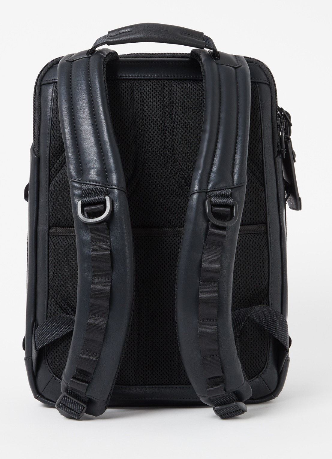 TUMI Alpha Bravo Dynamic rugzak van leer met 15 inch laptopvak  - achterkant 2 zwart