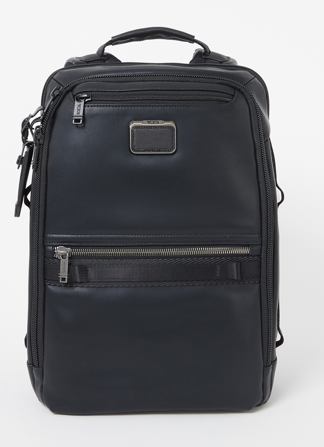 TUMI Alpha Bravo Dynamic rugzak van leer met 15 inch laptopvak  - voorkant zwart