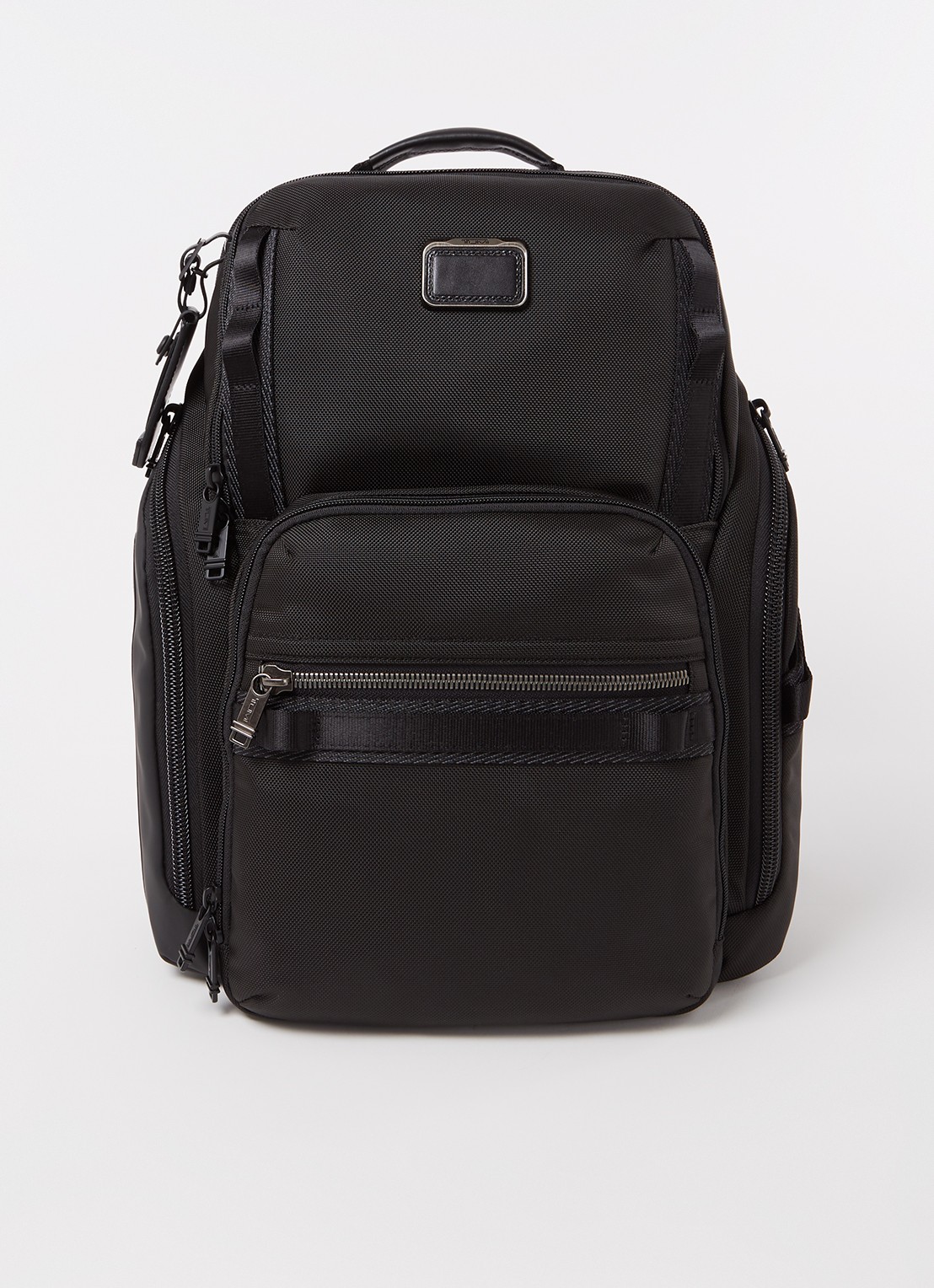 TUMI Alpha Bravo Search rugzak met leren details en 15 inch laptopvak - voorkant 3 zwart