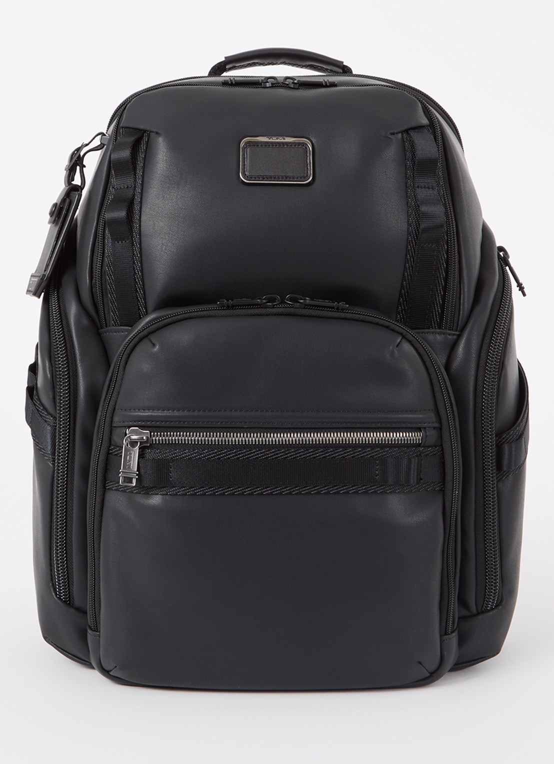 TUMI Alpha Bravo Search rugzak van leer met 16 inch laptopvak - voorkant 3 zwart