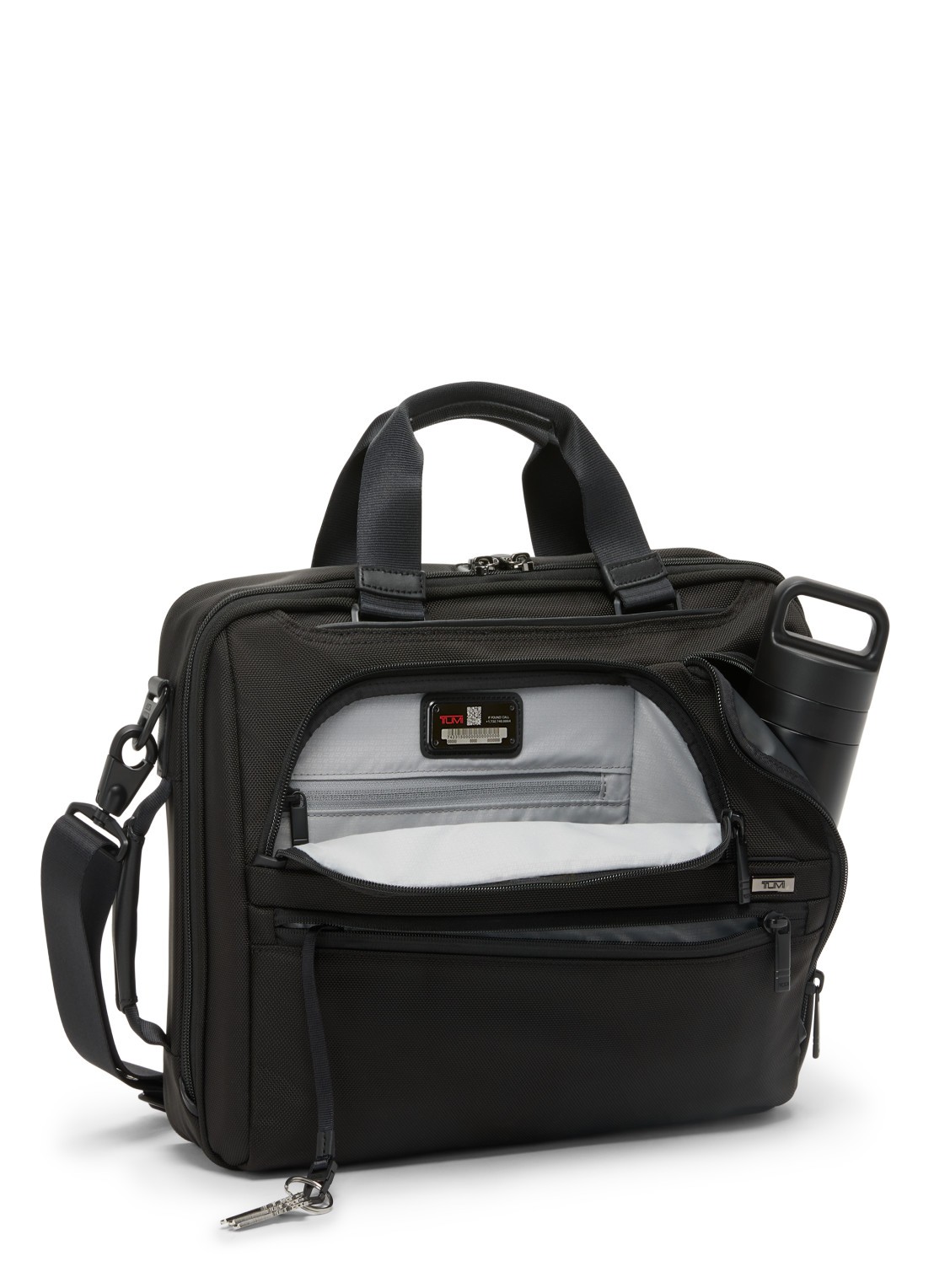 TUMI Alpha businesstas met leren details en afneembare schouderriem - achterkant 4 zwart