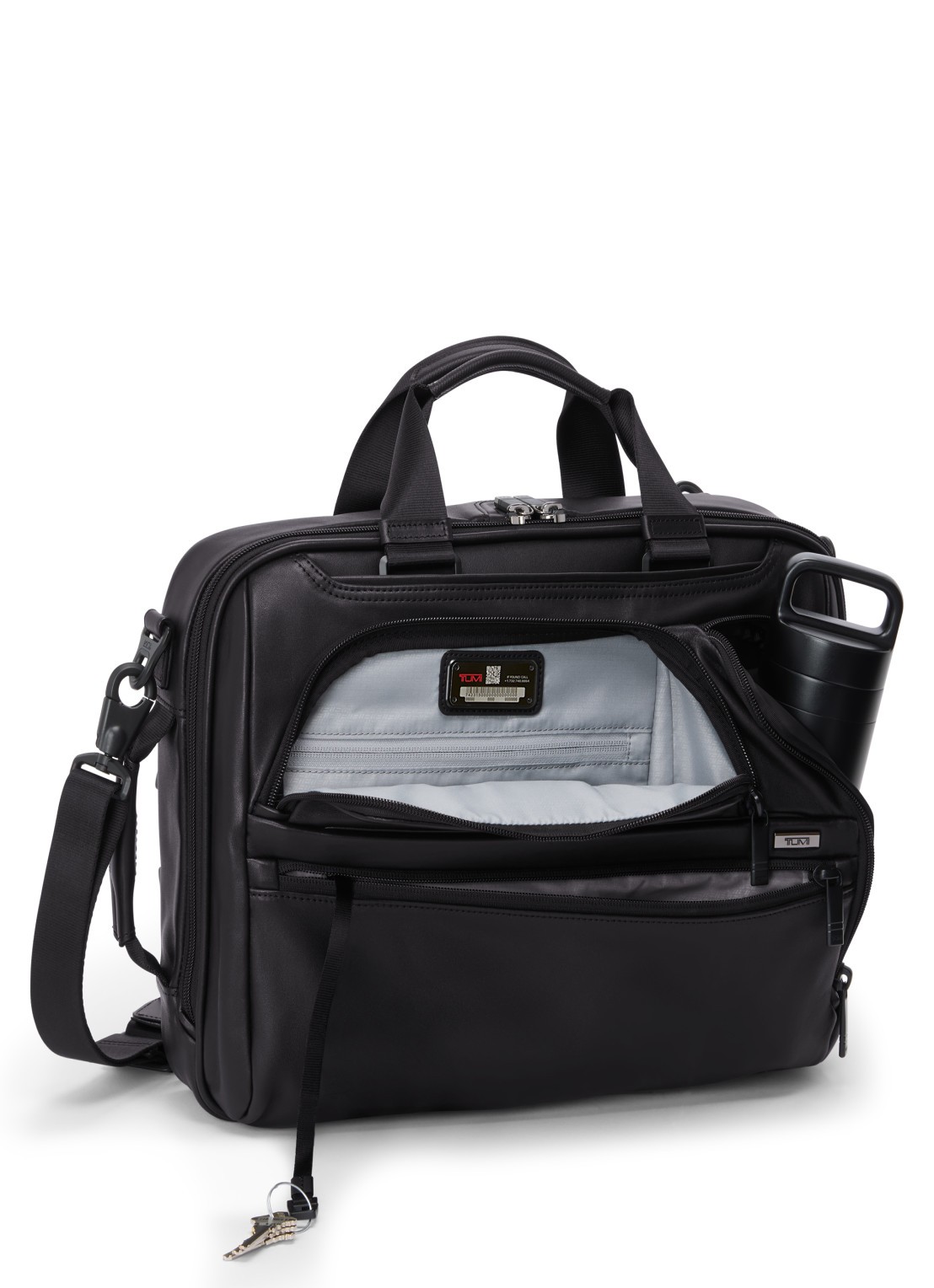 TUMI Alpha businesstas van leer - detail 4 zwart