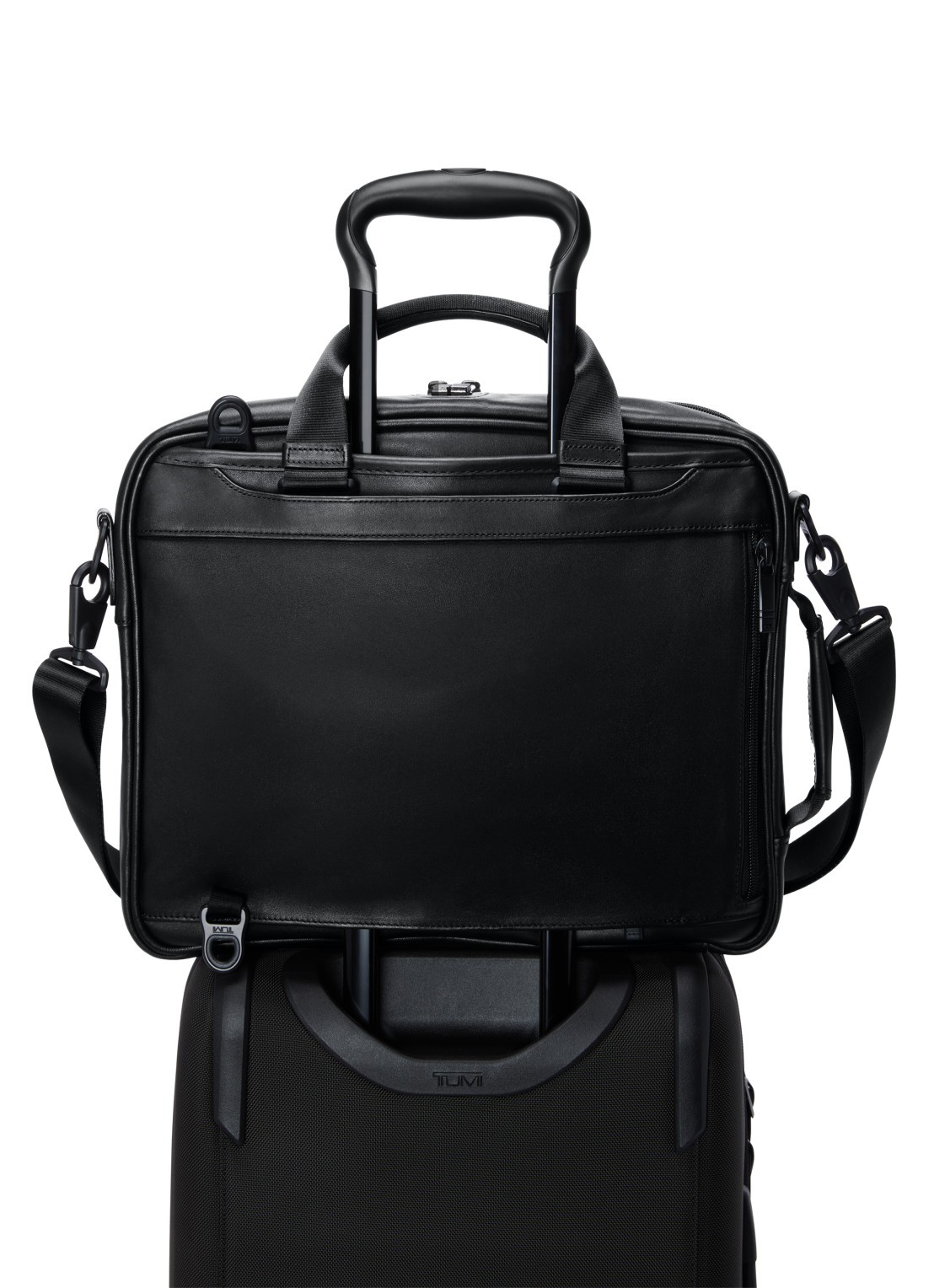 TUMI Alpha businesstas van leer - detail 5 zwart
