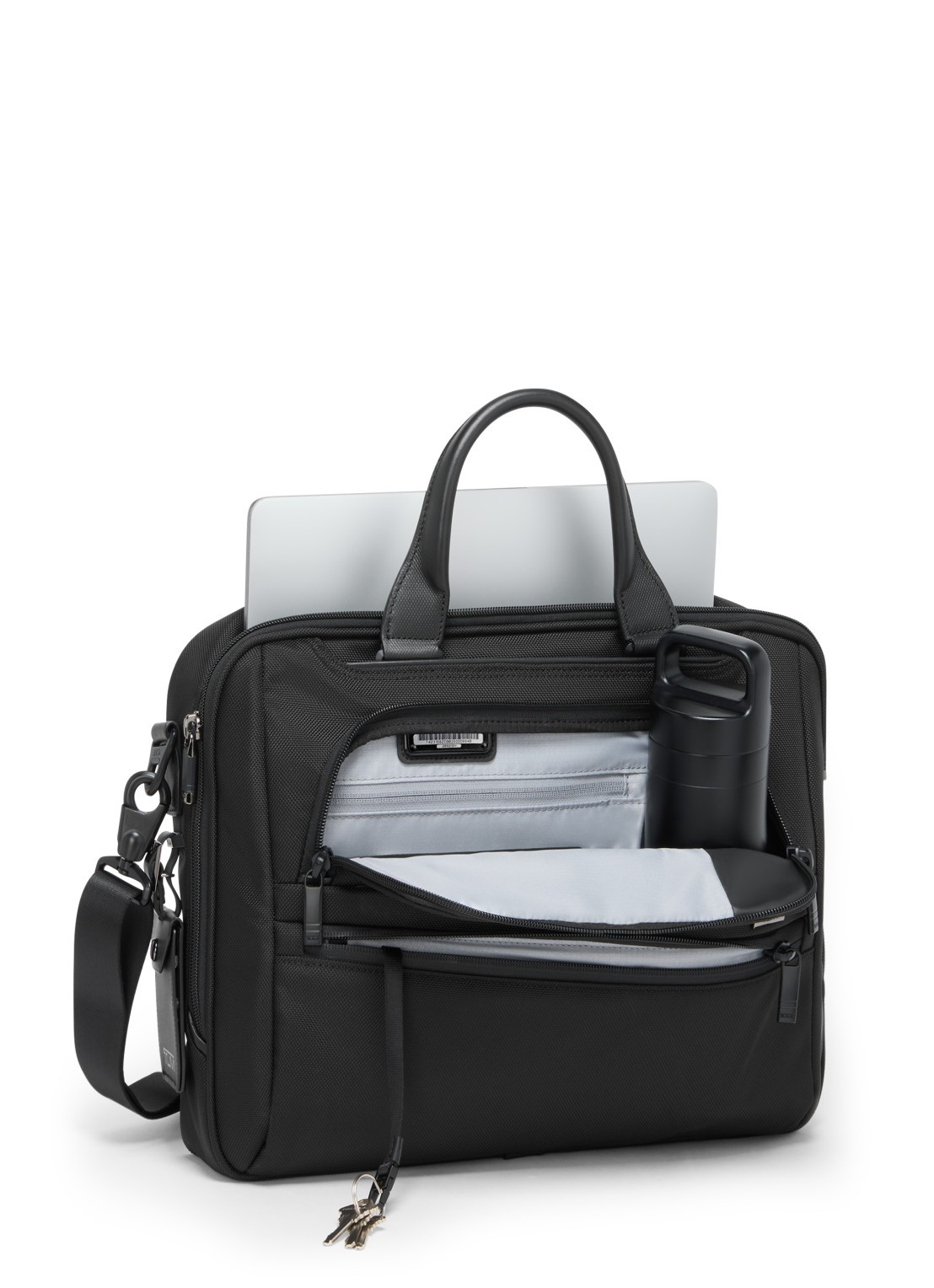 TUMI Alpha Medium businesstas met 15 inch laptopvak - voorkant 2 zwart
