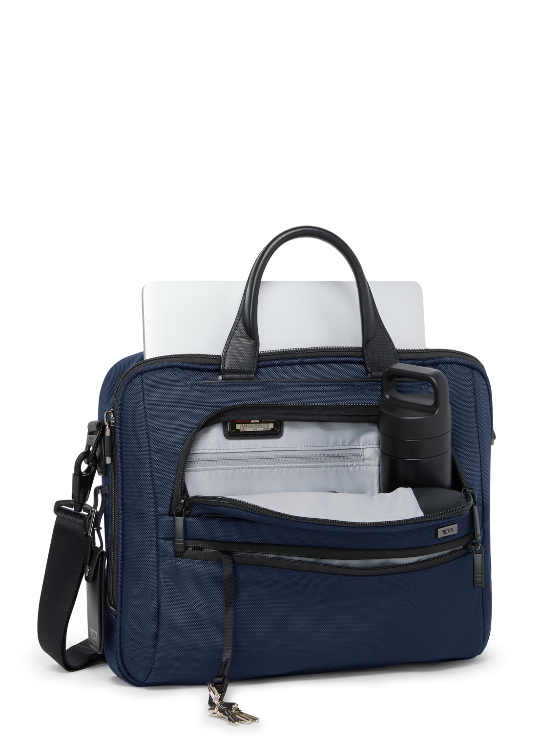 TUMI Alpha Medium businesstas met 15 inch laptopvak - voorkant 2 donkerblauw