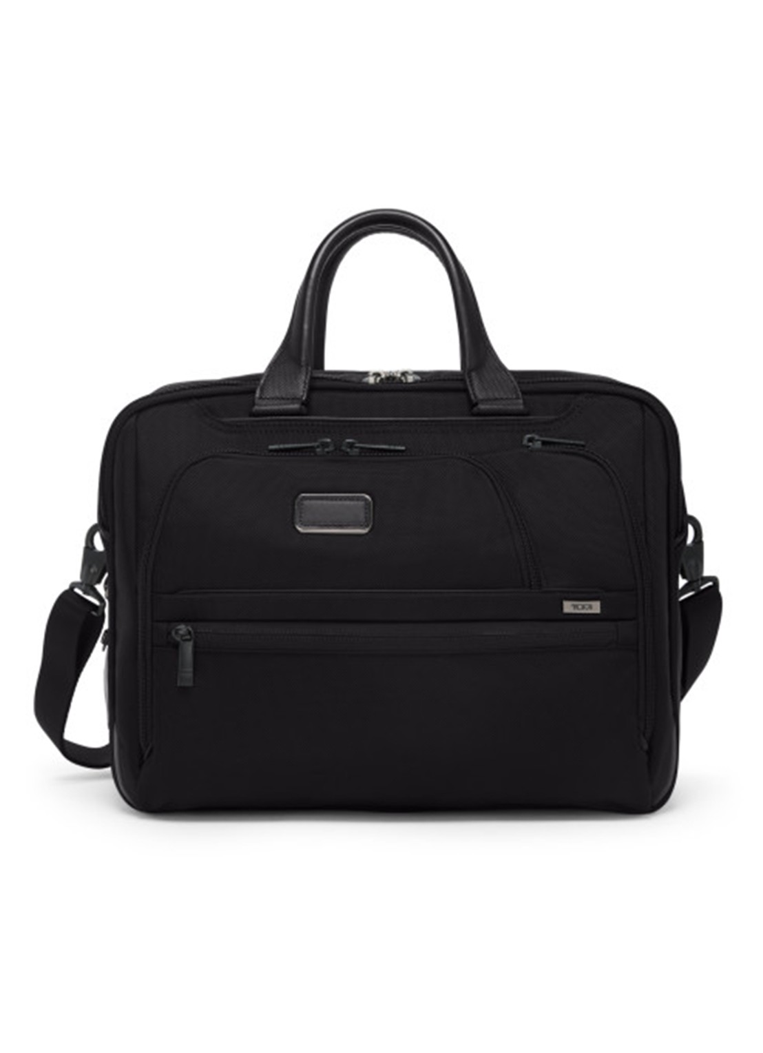 TUMI Alpha Medium businesstas met 15 inch laptopvak - voorkant zwart
