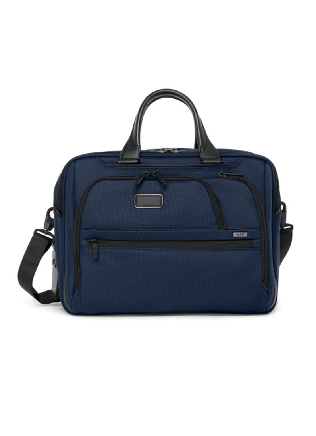 TUMI Alpha Medium businesstas met 15 inch laptopvak - voorkant donkerblauw