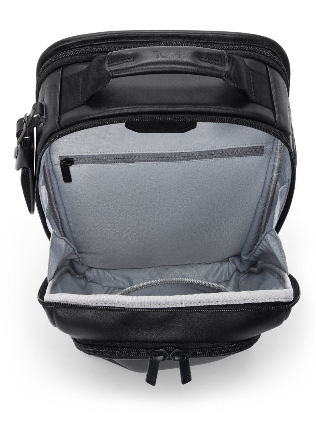 TUMI Businesstas van leer met 16 inch laptopvak - detail zwart