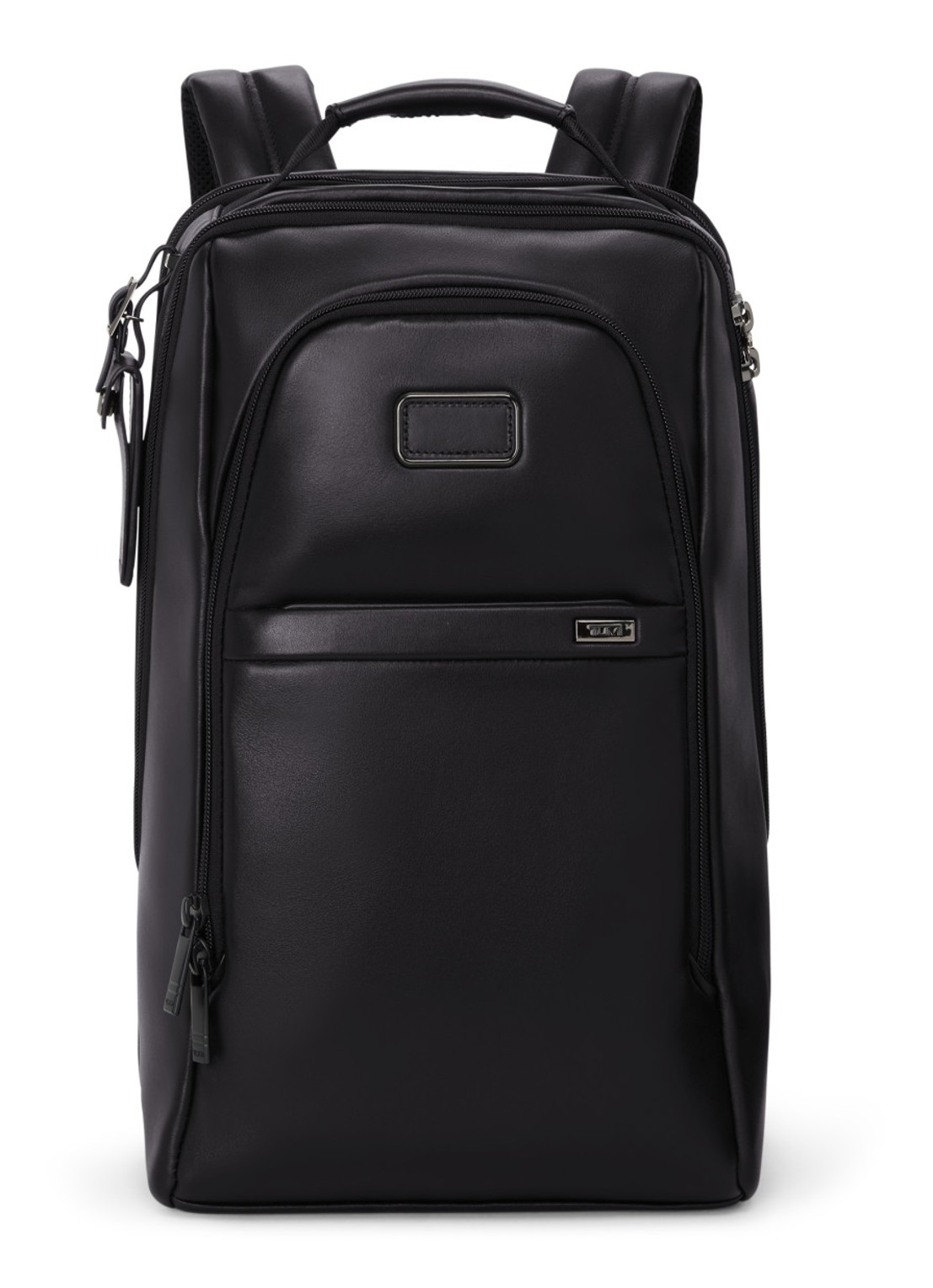 TUMI Businesstas van leer met 16 inch laptopvak - voorkant 6 zwart