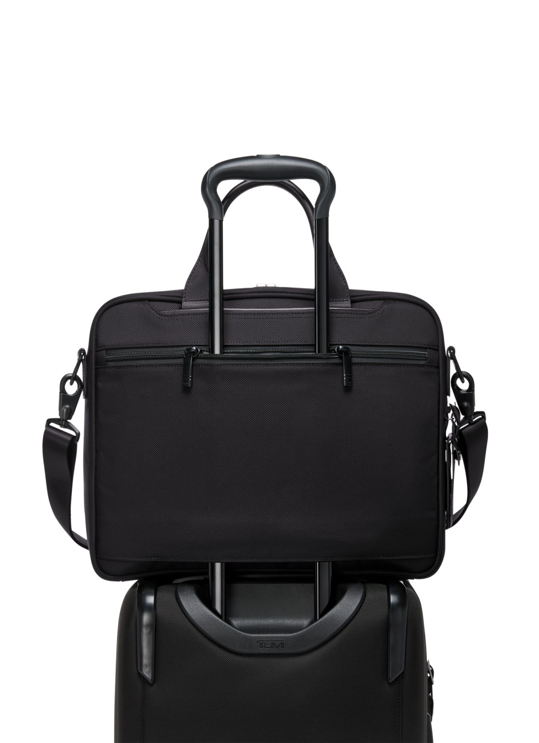 TUMI Businesstas van leer met afneembare schouderriem - detail 2 zwart