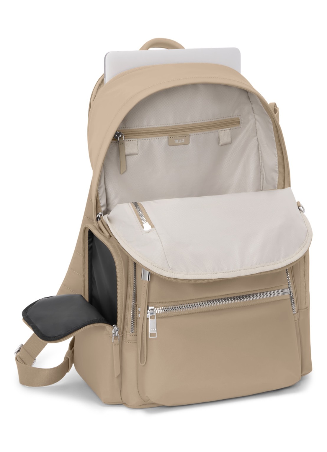 TUMI Celina rugzak met 16 inch laptopvak - achterkant beige