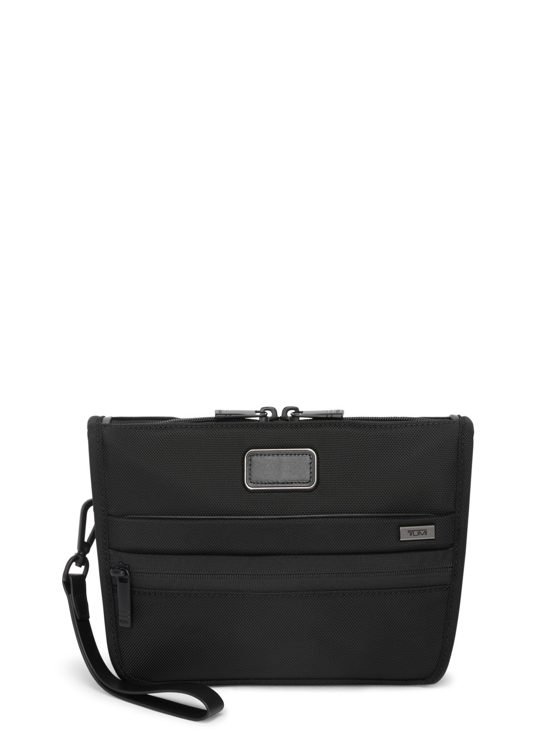 TUMI Crossbodytas met leren details en afneembare schouderriem - voorkant 2 zwart