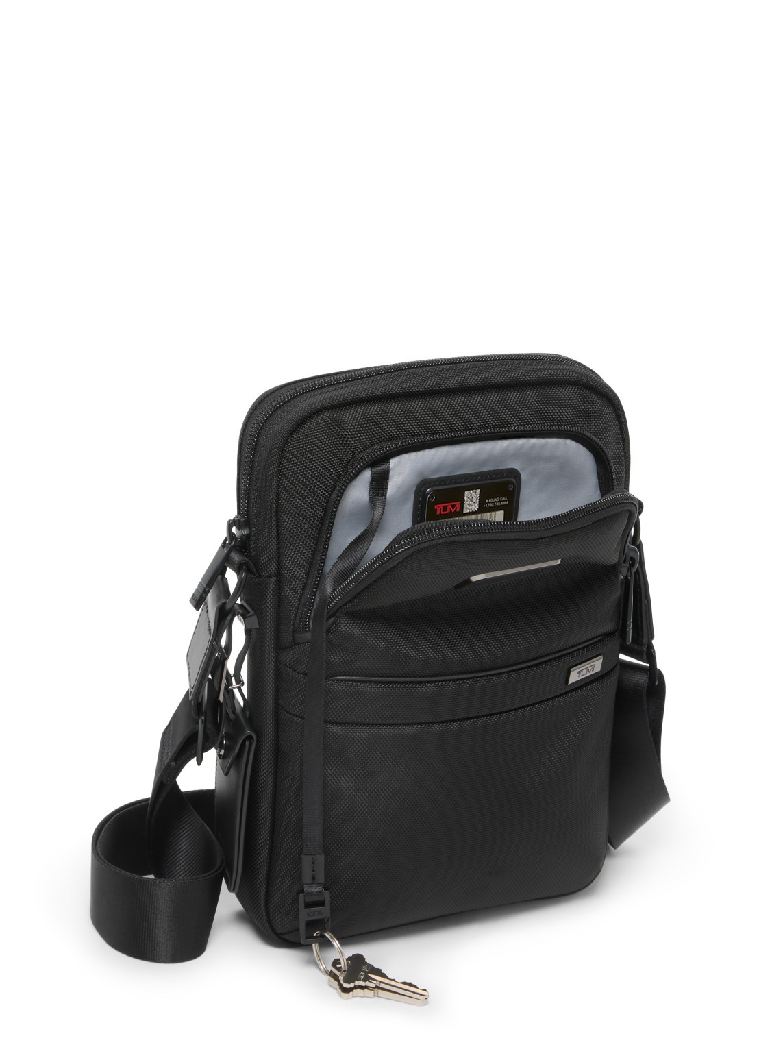TUMI Crossbodytas met leren details - achterkant 4 zwart
