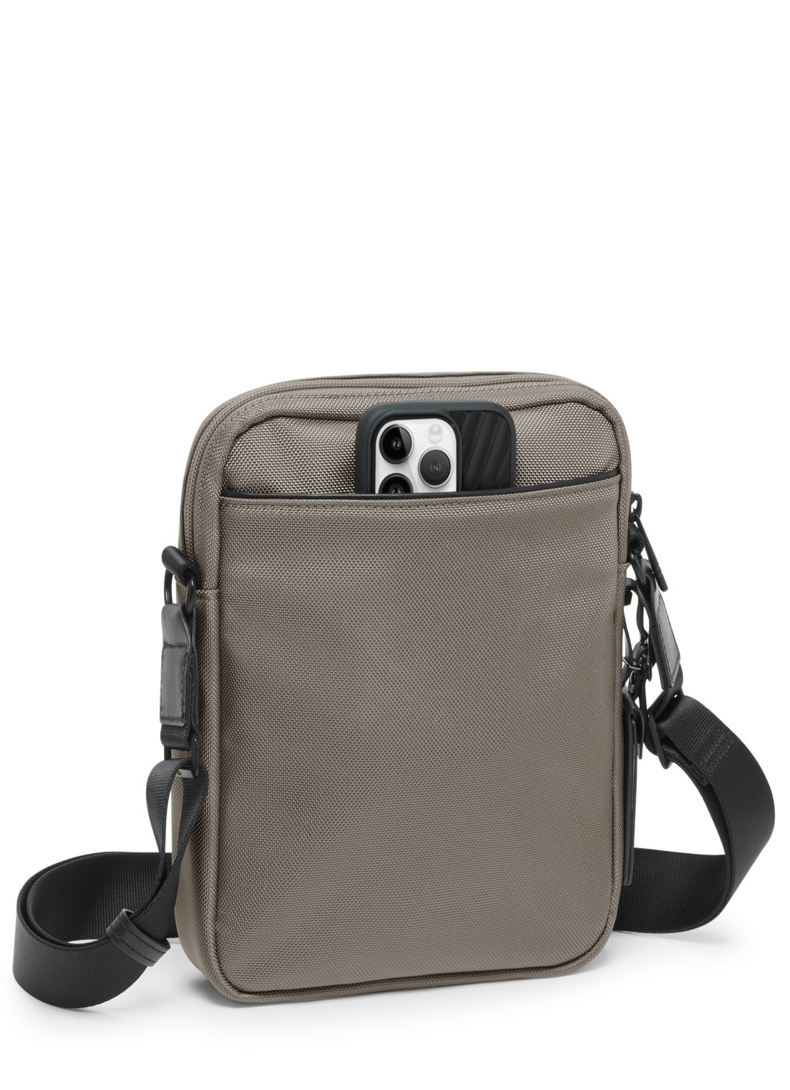 TUMI Crossbodytas met leren details - detail 2 grijs