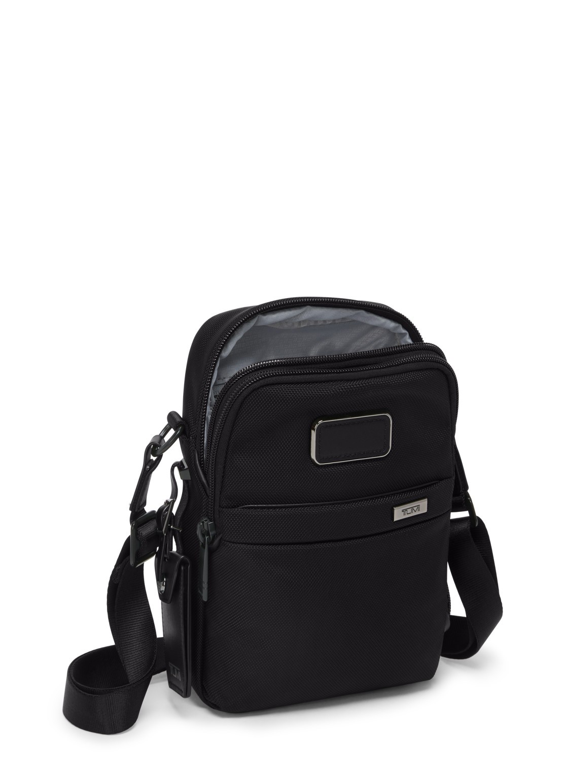 TUMI Crossbodytas met leren details - achterkant 2 zwart