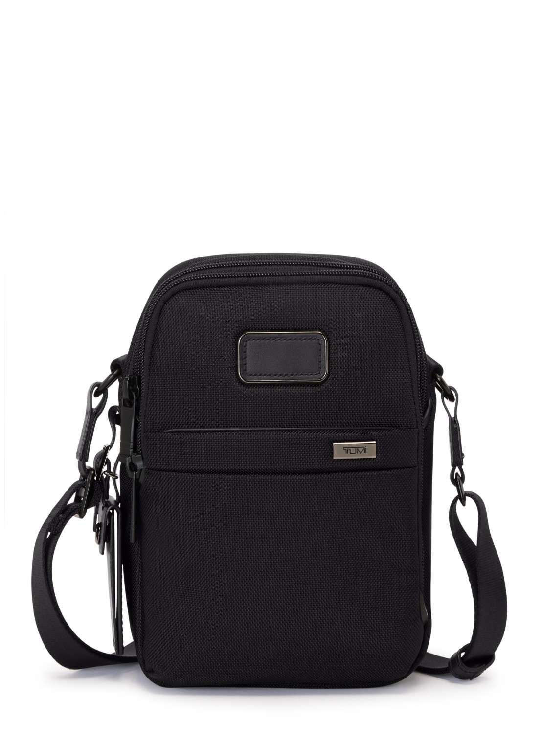 TUMI Crossbodytas met leren details - voorkant 3 zwart