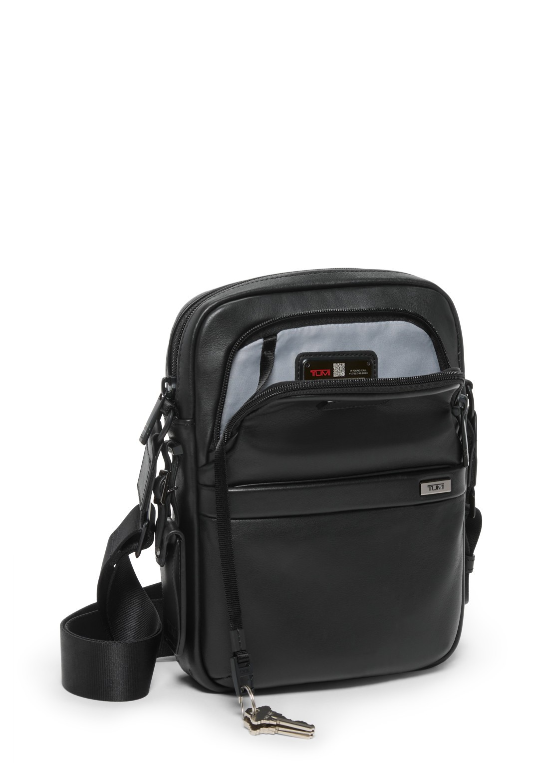 TUMI Crossbodytas van leer - achterkant 3 zwart
