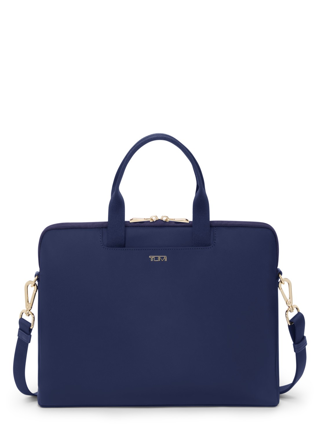 TUMI Dakota laptoptas met afneembare schouderriem - voorkant 2 indigo
