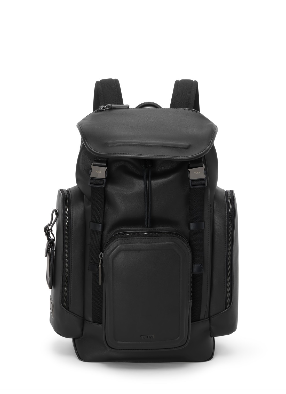 TUMI Griffen rugzak van leer met 13 inch laptopvak - voorkant 2 zwart