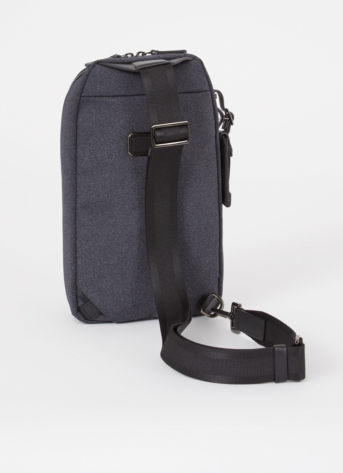 TUMI Harrison Gregory crossbodytas met leren details - achterkant 3 antraciet