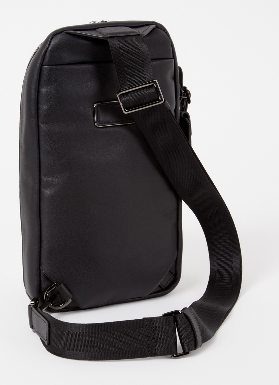 TUMI Harrison Gregory crossbodytas van leer met verstelbare schouderriem - achterkant zwart