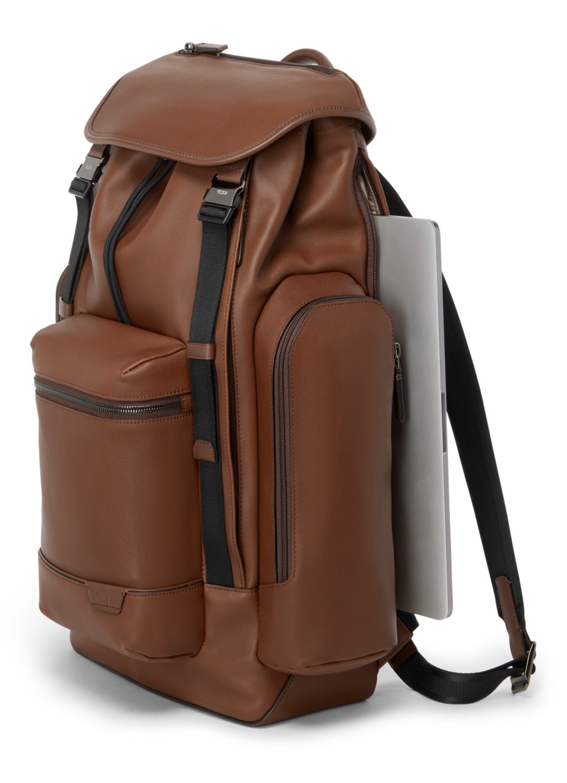 TUMI Harrison Griffen rugzak van leer - achterkant 4 cognac
