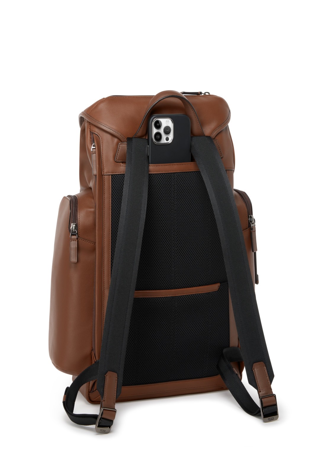 TUMI Harrison Griffen rugzak van leer - detail 2 cognac