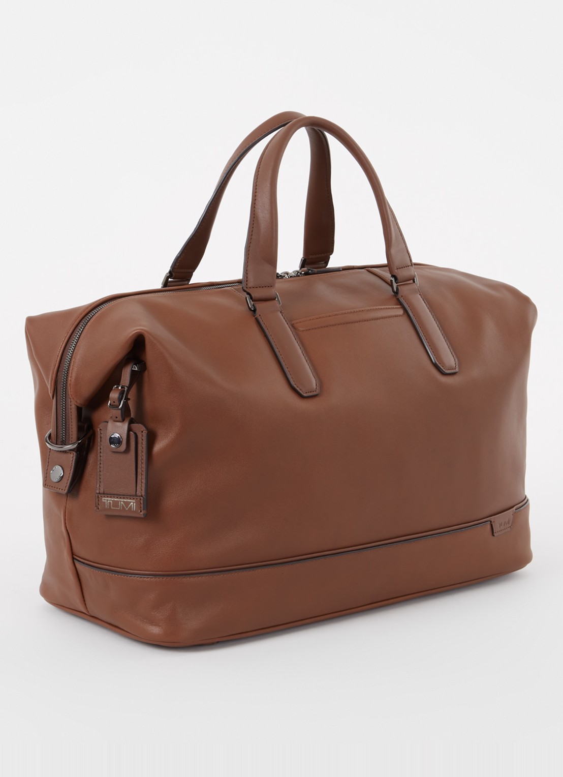 TUMI Harrison Nelson duffel weekendtas met afneembare schouderriem - achterkant cognac