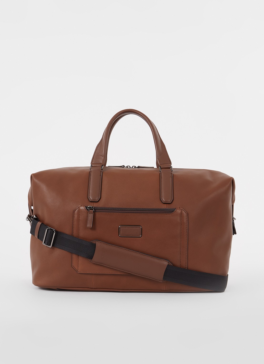 TUMI Harrison Nelson duffel weekendtas met afneembare schouderriem - voorkant 3 cognac