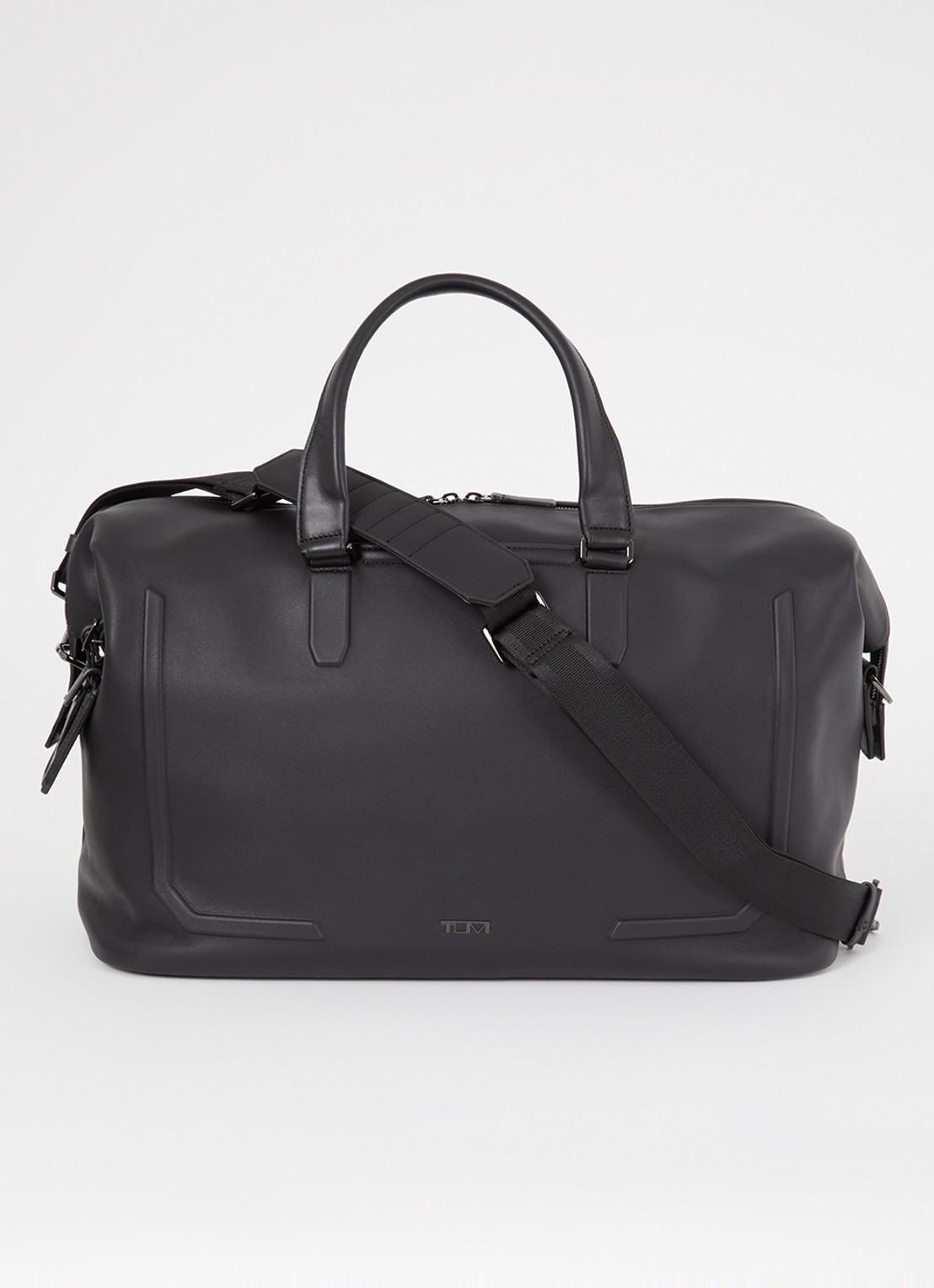 TUMI Harrison Nelson weekendtas van leer - voorkant 2 zwart