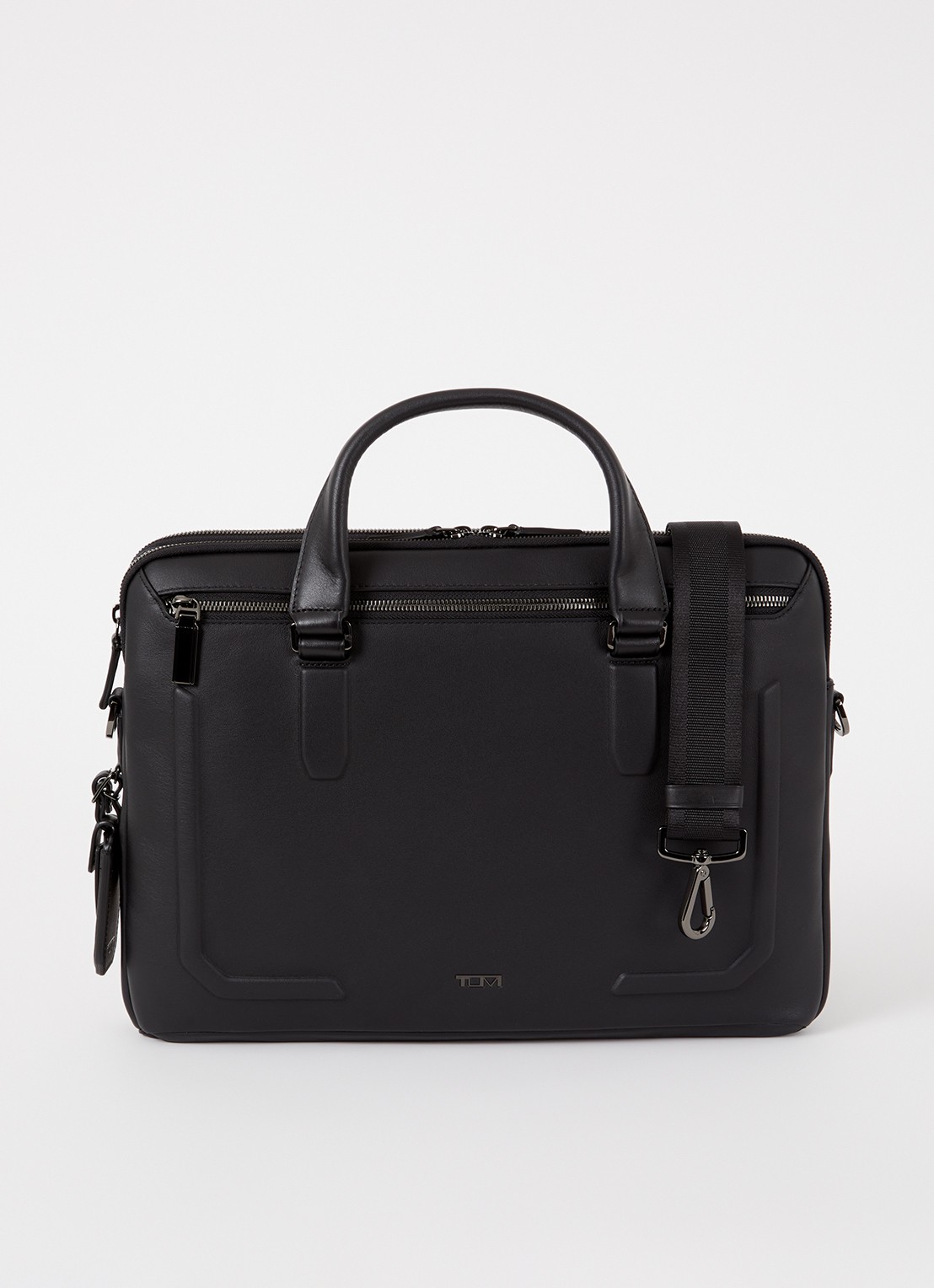 TUMI Harrison Sycamore Slim laptoptas van leer met 14 inch laptopvak - voorkant 2 zwart