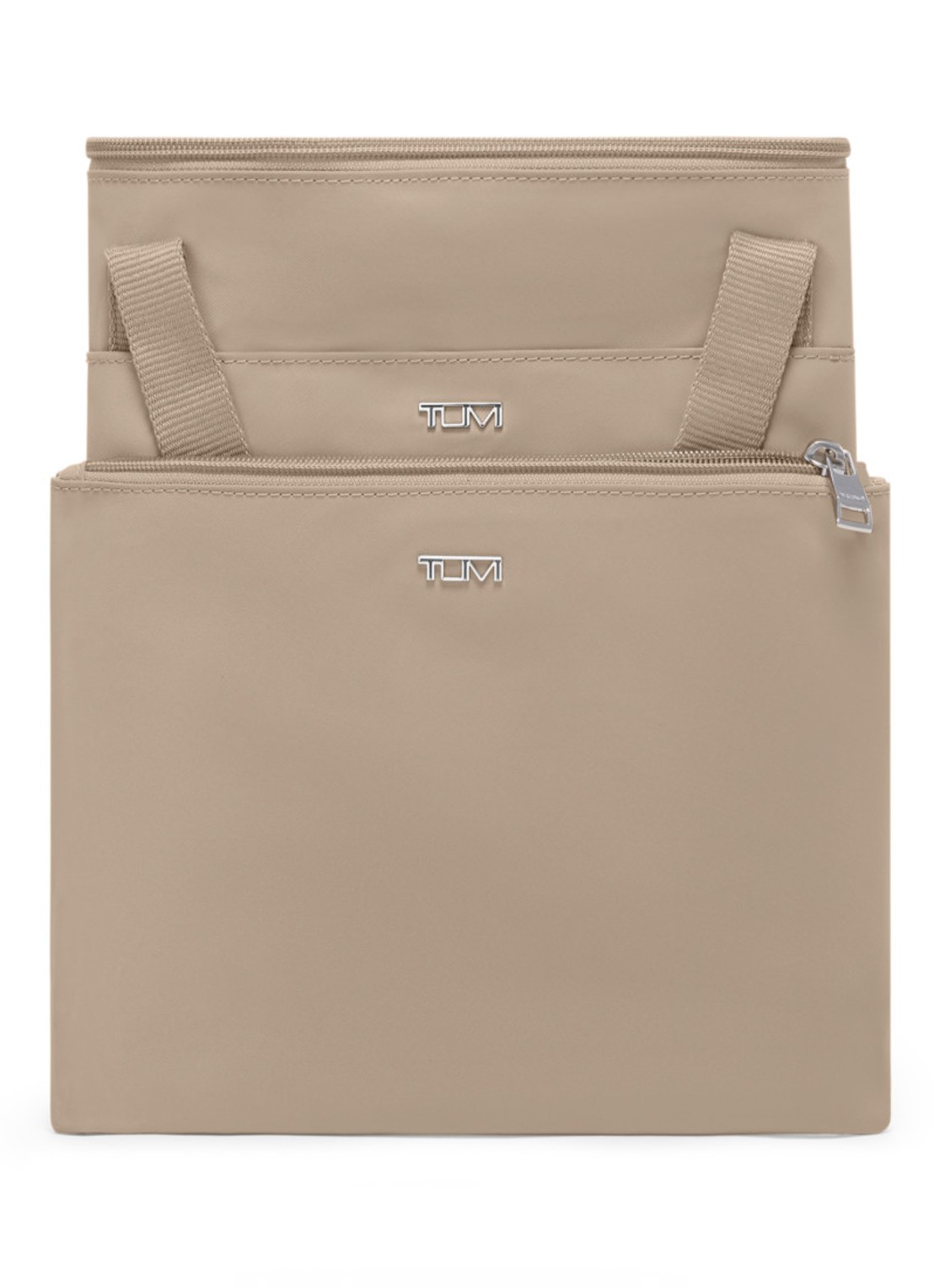 TUMI Just In Case schoudertas met uitneembare etui - achterkant beige