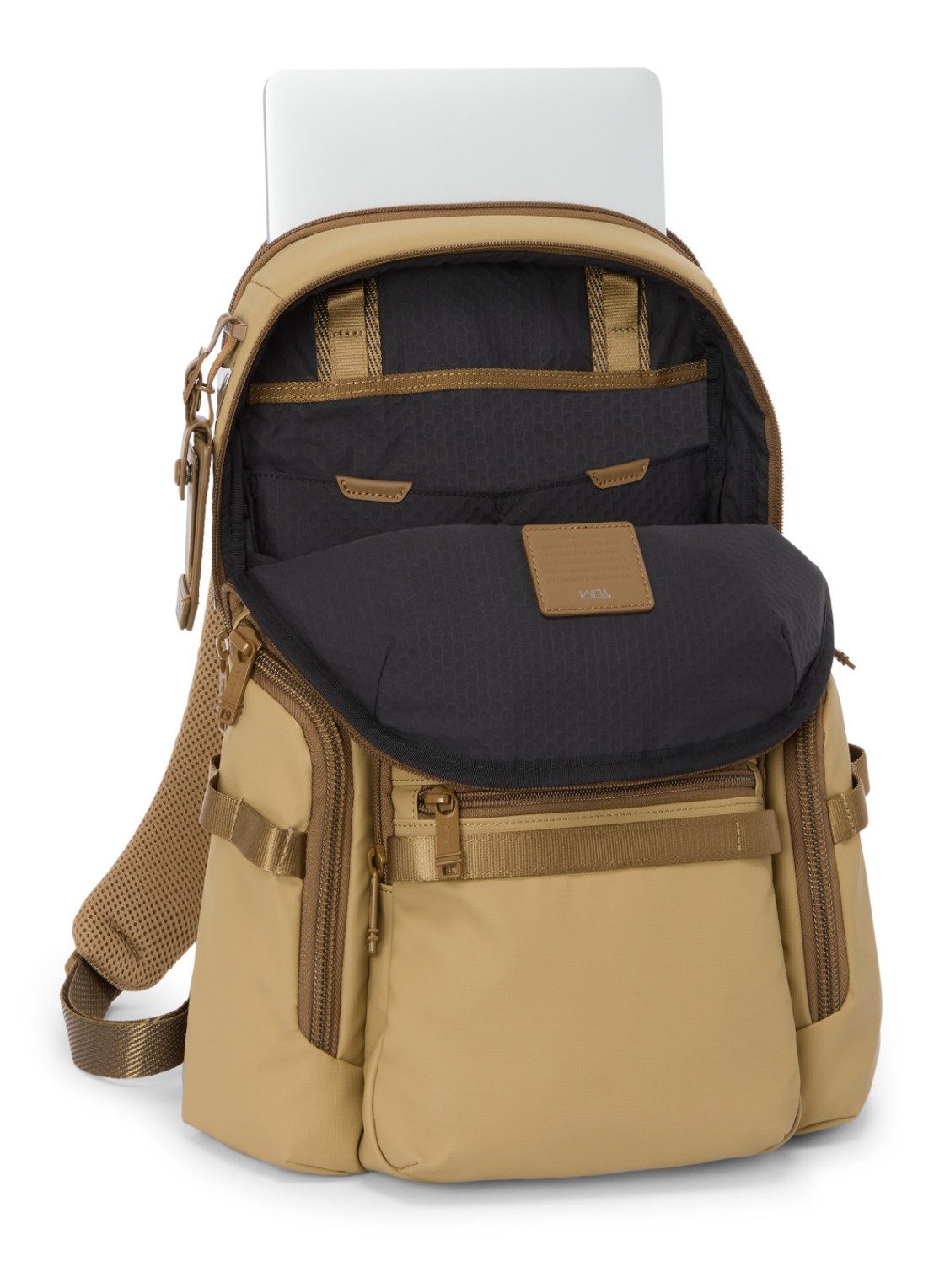 TUMI Navigation rugzak met 16 inch laptopvak - voorkant 6 khaki