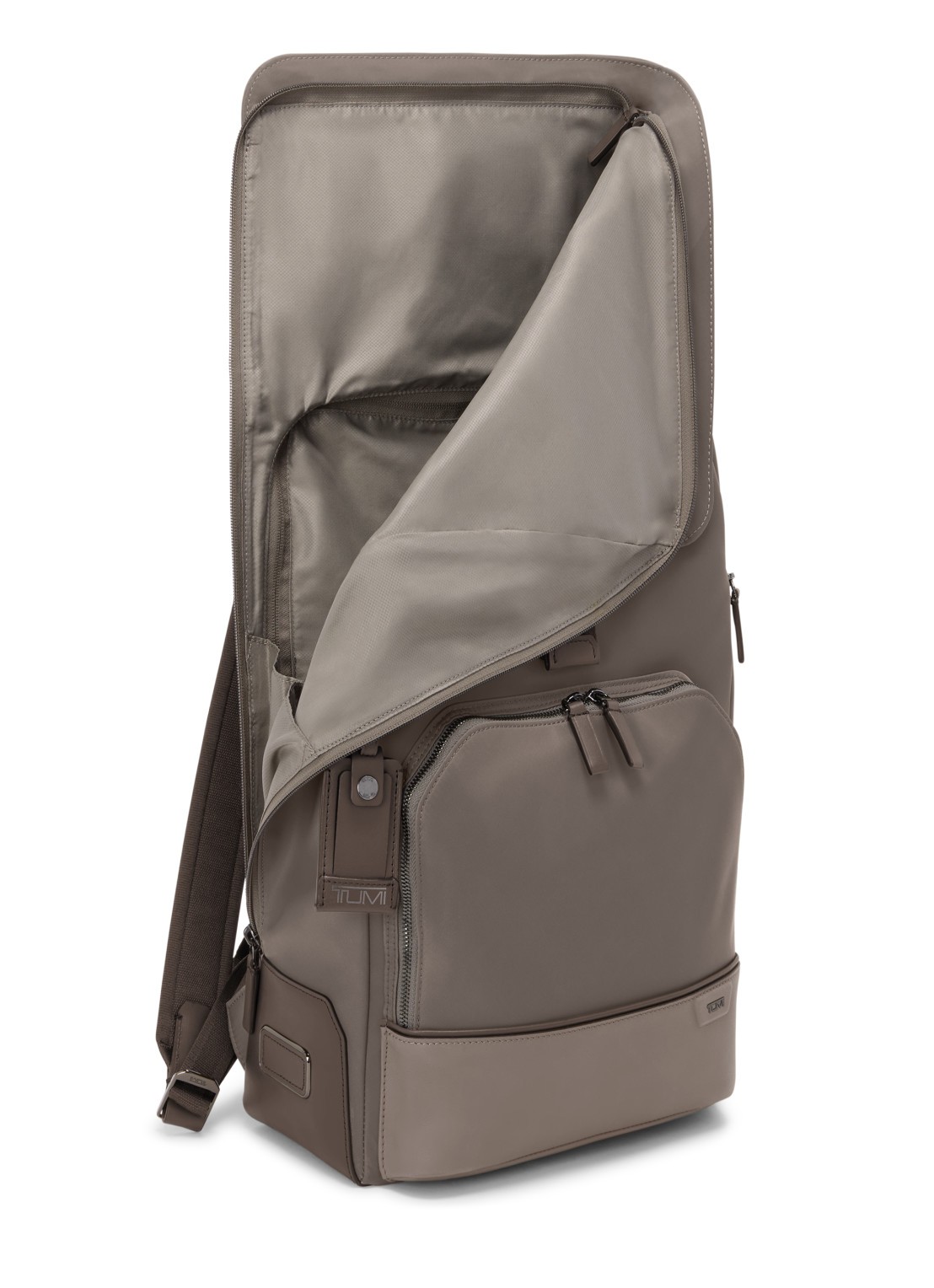 TUMI Osborn rugzak met leren details - voorkant 2 taupe
