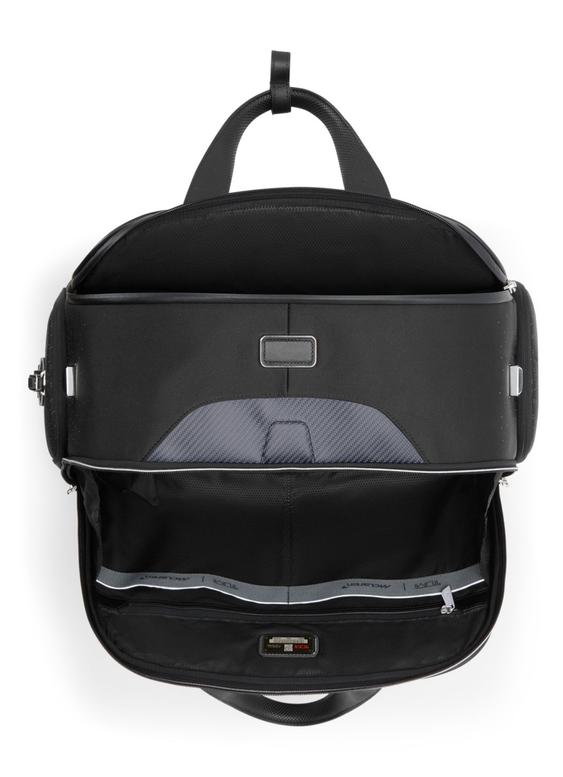 TUMI Quantum weekendtas met leren details - detail 2 donkerblauw