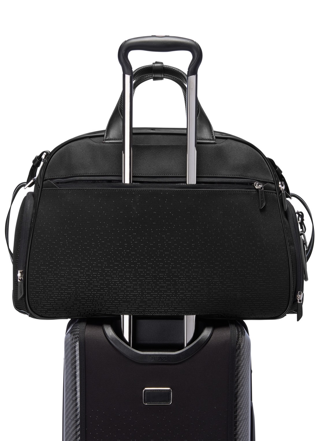 TUMI Quantum weekendtas met leren details - detail 4 donkerblauw