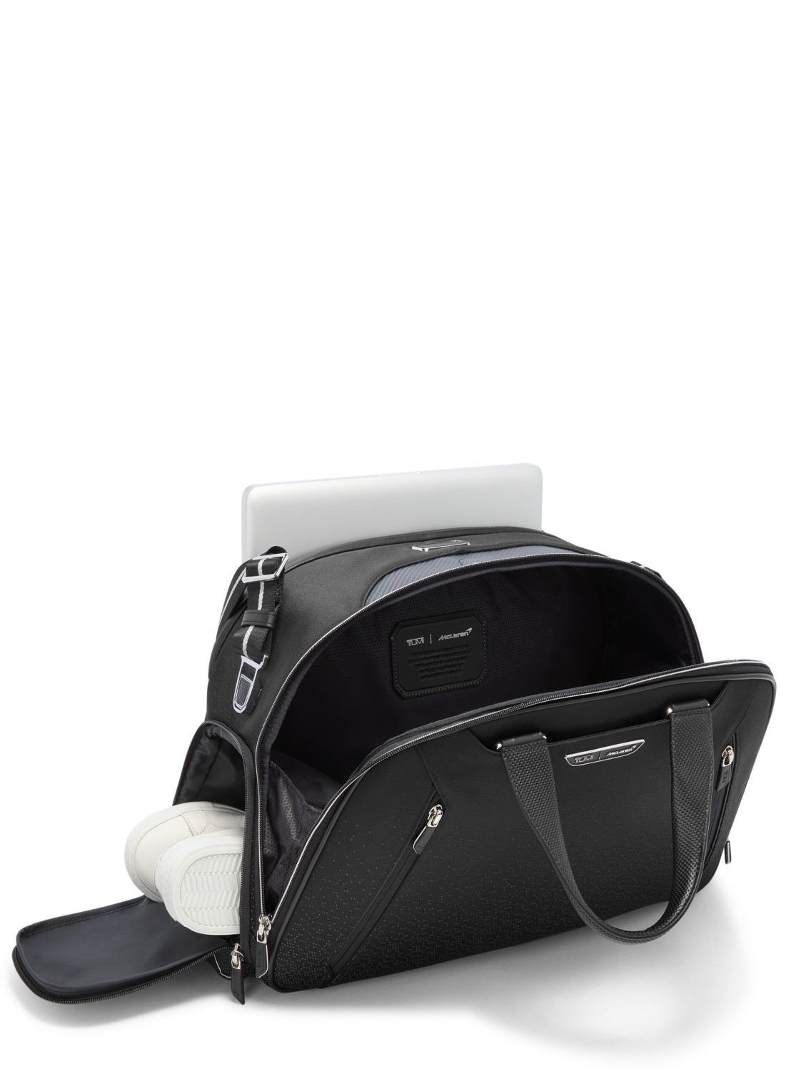 TUMI Quantum weekendtas met leren details - voorkant 6 donkerblauw